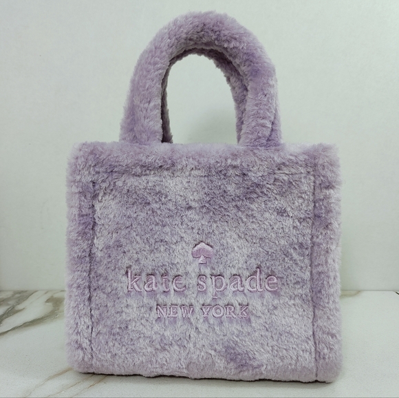 NWOT Kate Spade Ellie Lavender Purple Faux Fur Small Tote Bag - Picture 6 of 16